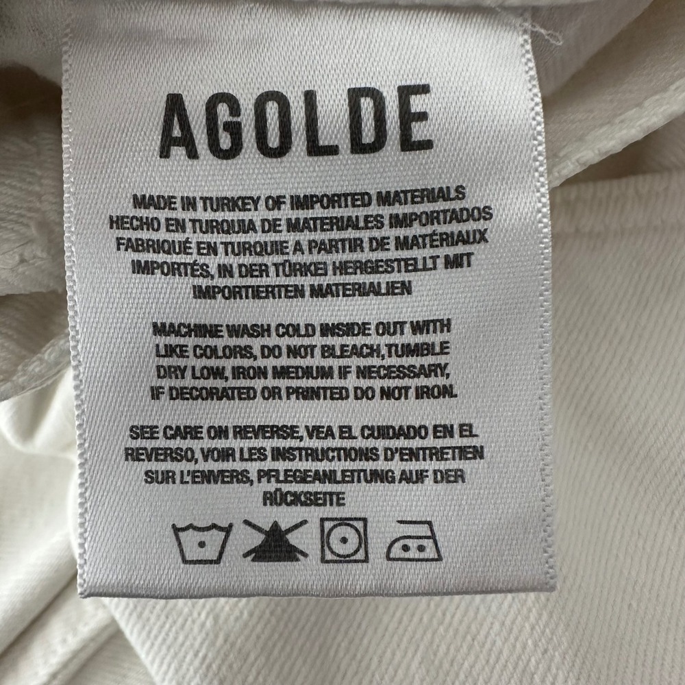 Agolde 90's Crop Mid Rise Straight Jeans Fortune Cookie White A173C-1183 - Picture 10 of 14